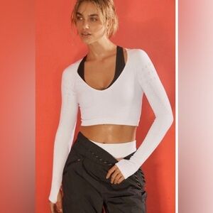 Free People Good Karma Crop Long Sleeve Layer Top
